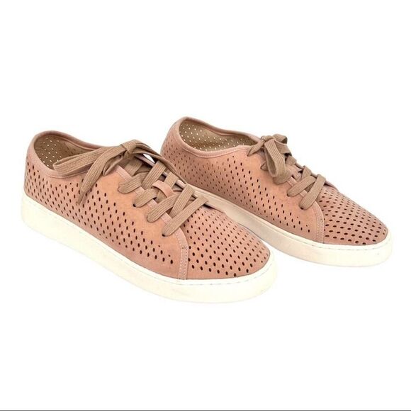 Mi.iM Dusty Rose Milo Perforated Vegan Suede Sneakers Size 10 - Picture 1 of 10